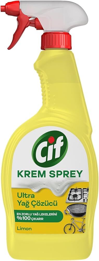 Cif Krem Sprey Ultra Yağ Çözücü Yüzey Temizleyici Limon 750 ml