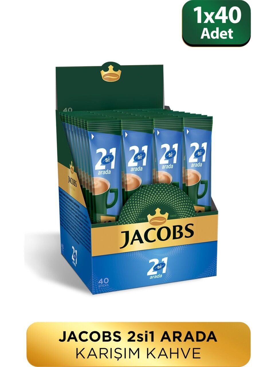 Jacobs 2'si 1 Arada Karışım Kahve 40'lı Kutu