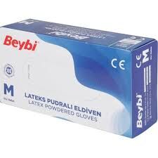 Beybi Latex Pudralı Muayene Eldiven M 100'LÜ