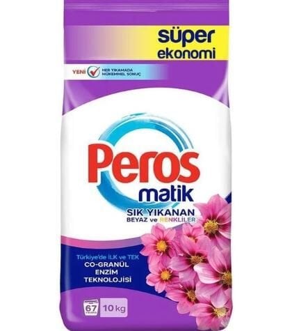 Peros Matik 10 kg Sık Yıkanan Beyaz ve Renkliler Yıldız Çiçeği