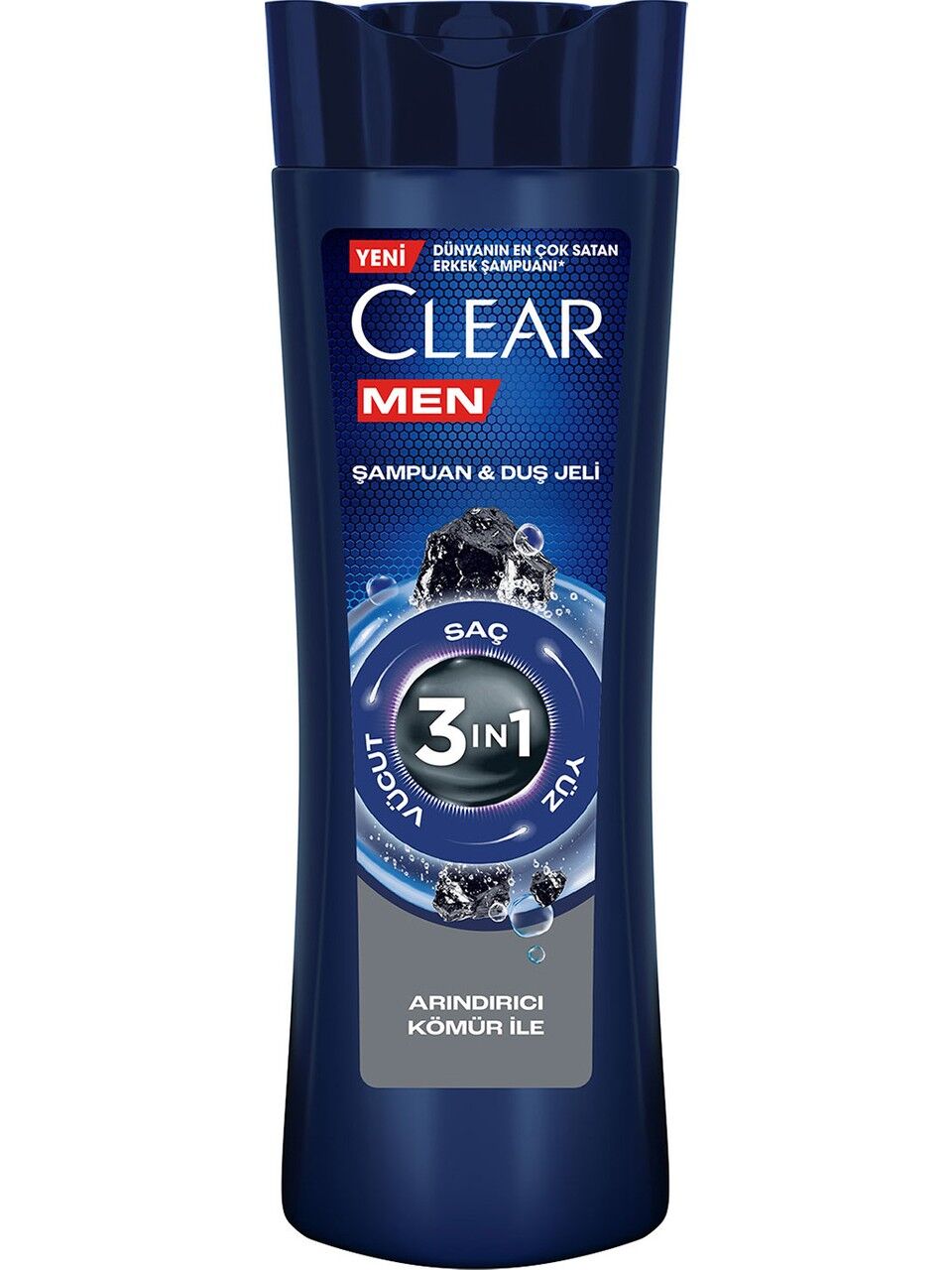Clear Men 3 in 1 Şampuan & Duş Jeli Arındırıcı Kömür Saç Yüz Vücut İçin 350 ml