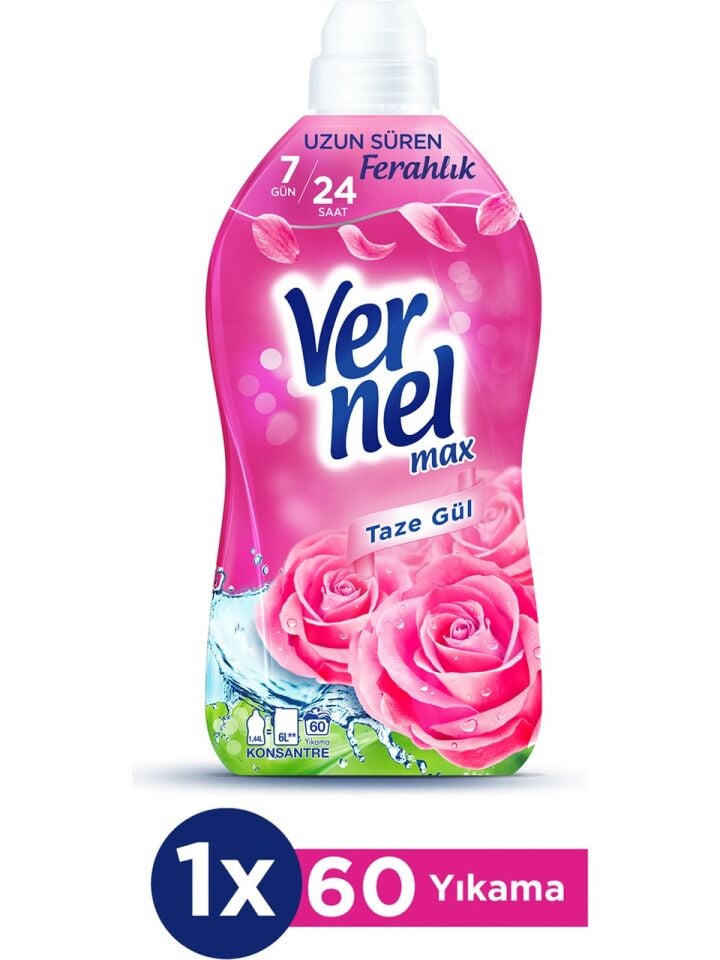 Vernel Max Konsantre Yumuşatıcısı Taze Gül 1440ml